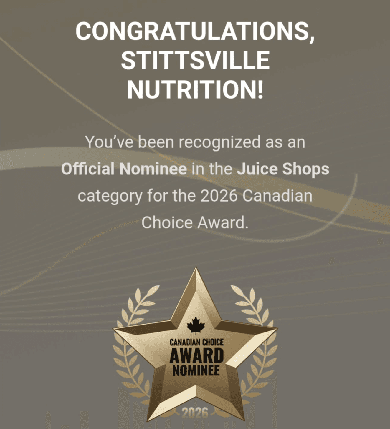 2026 Canadian Choice Award Nominee — Juice Shops category