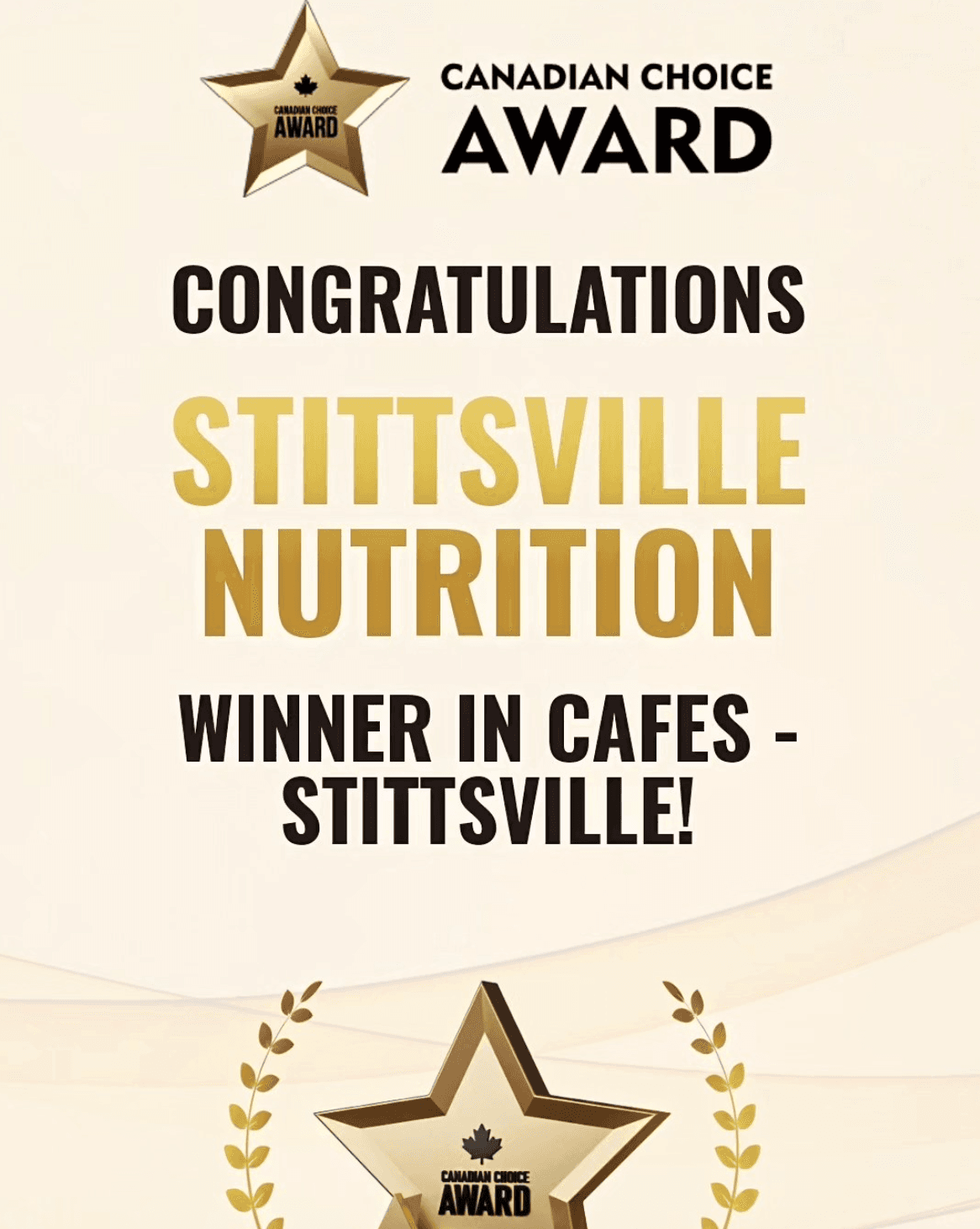 Canadian Choice Award Winner — Best Cafe in Stittsville