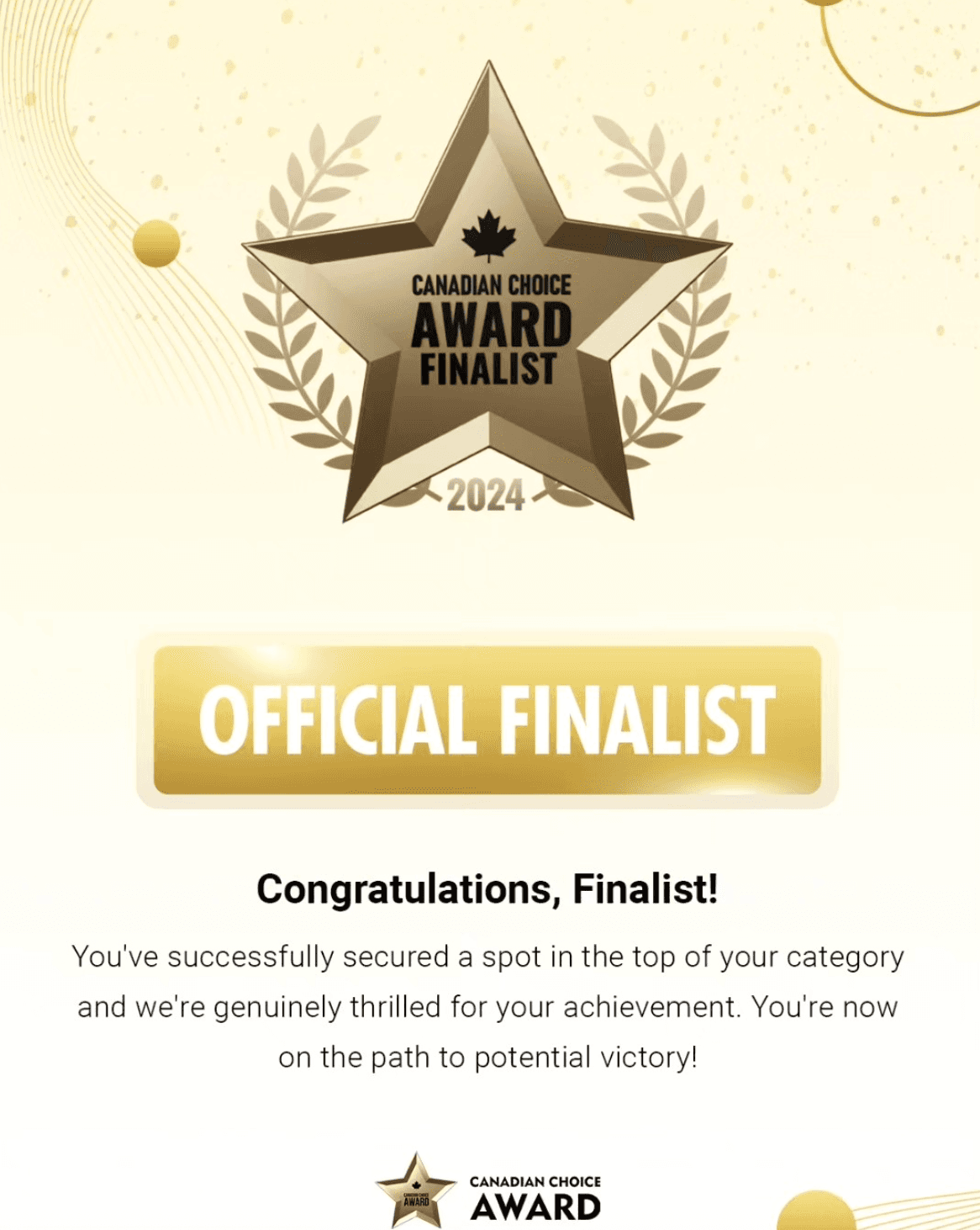Canadian Choice Award Official Finalist 2024